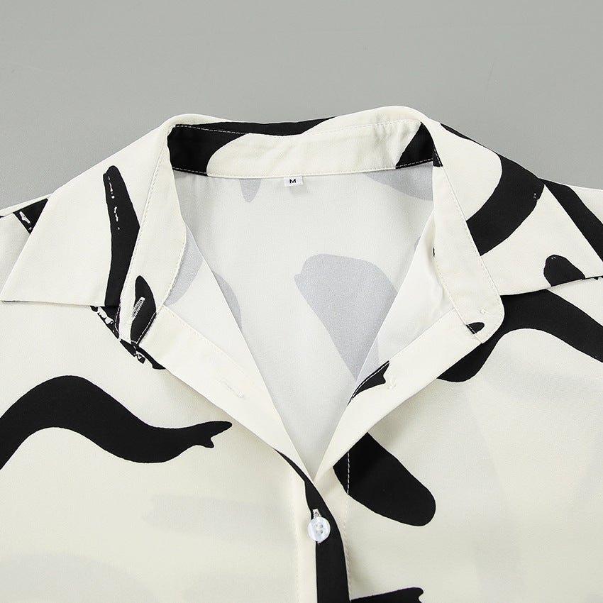 Black and white printed two-piece