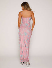 Slim Flowers Printing Slip Dress