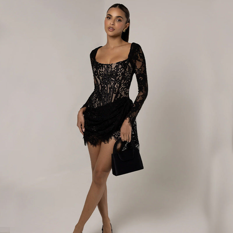 U-neck Slim-fit Kleid