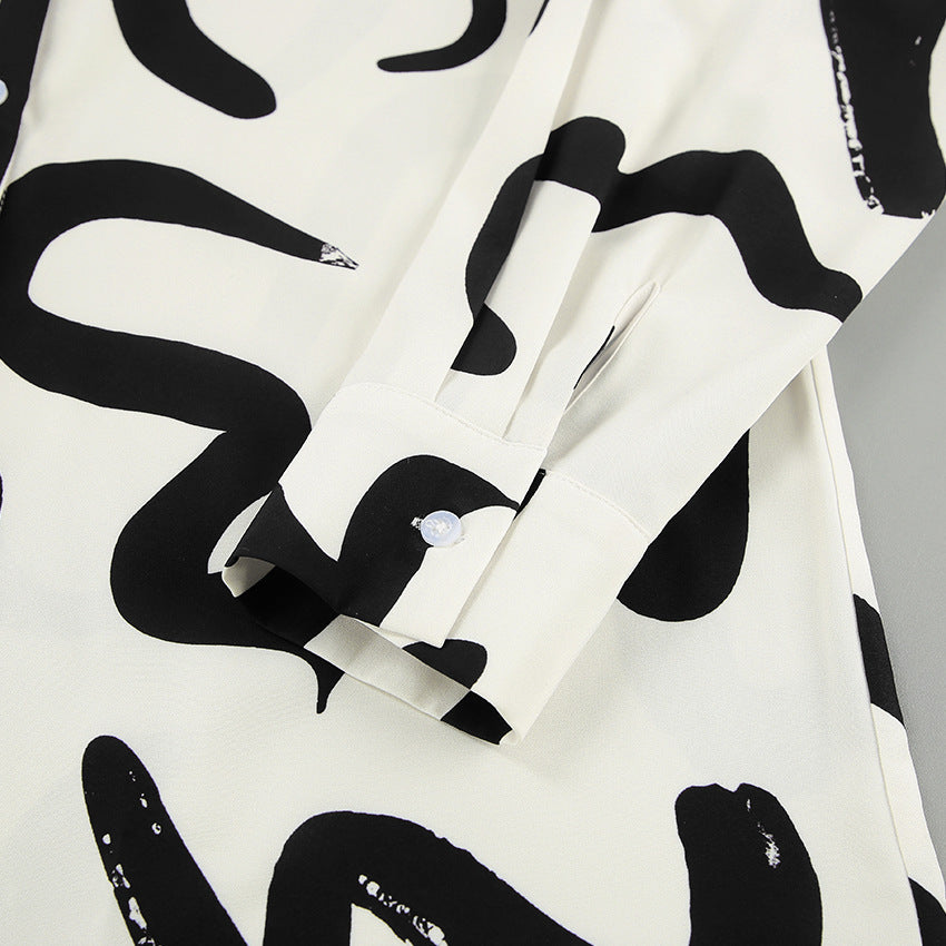 Black and white printed two-piece