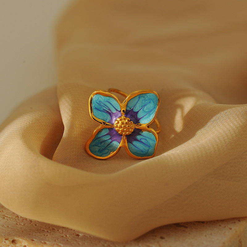 Blauer Blumen Ring