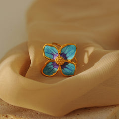Blauer Blumen Ring