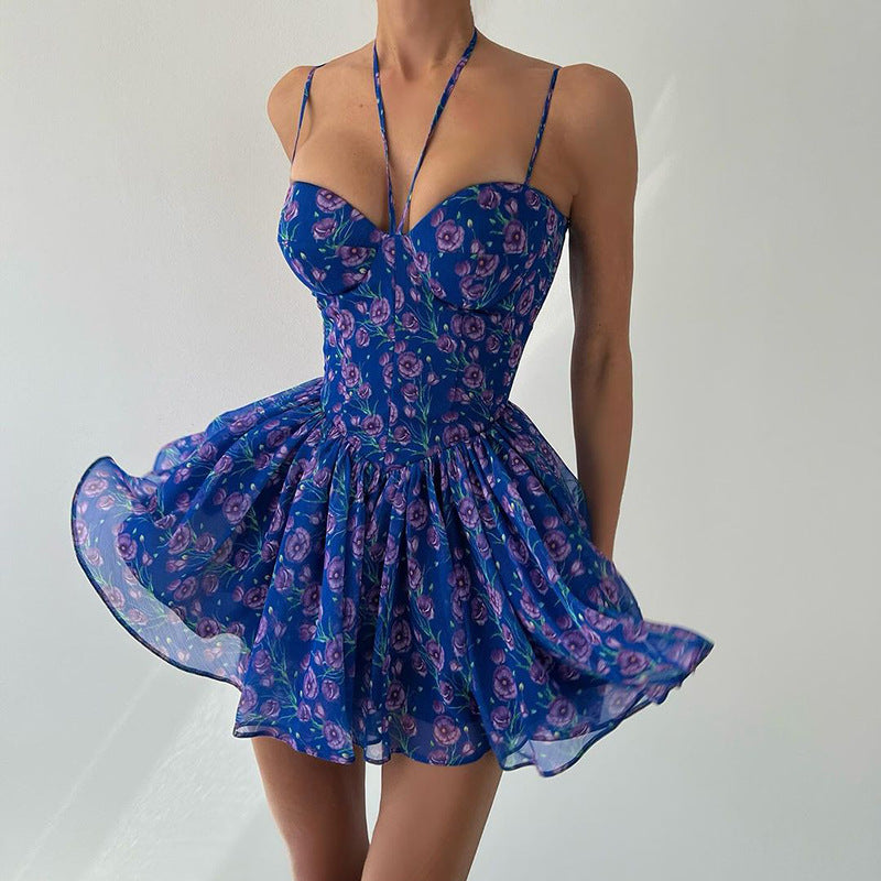 Bedrucktes Gürtel Kleid