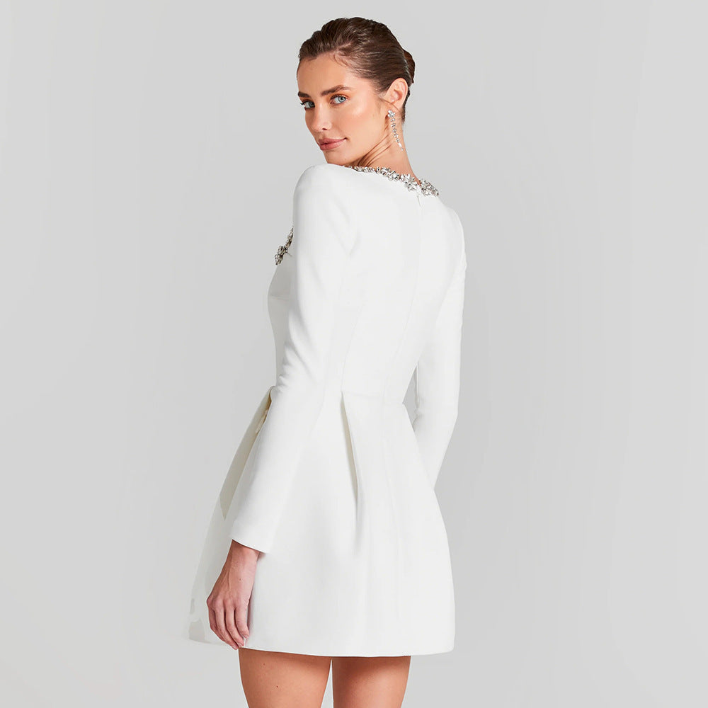 A- Linen Kleid mit Strass