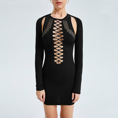 Hollow Off Shoulder Long Sleeve Dress