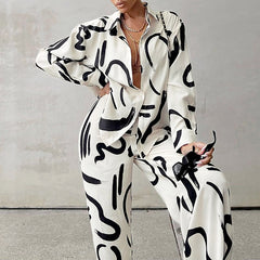 Black and white printed two-piece