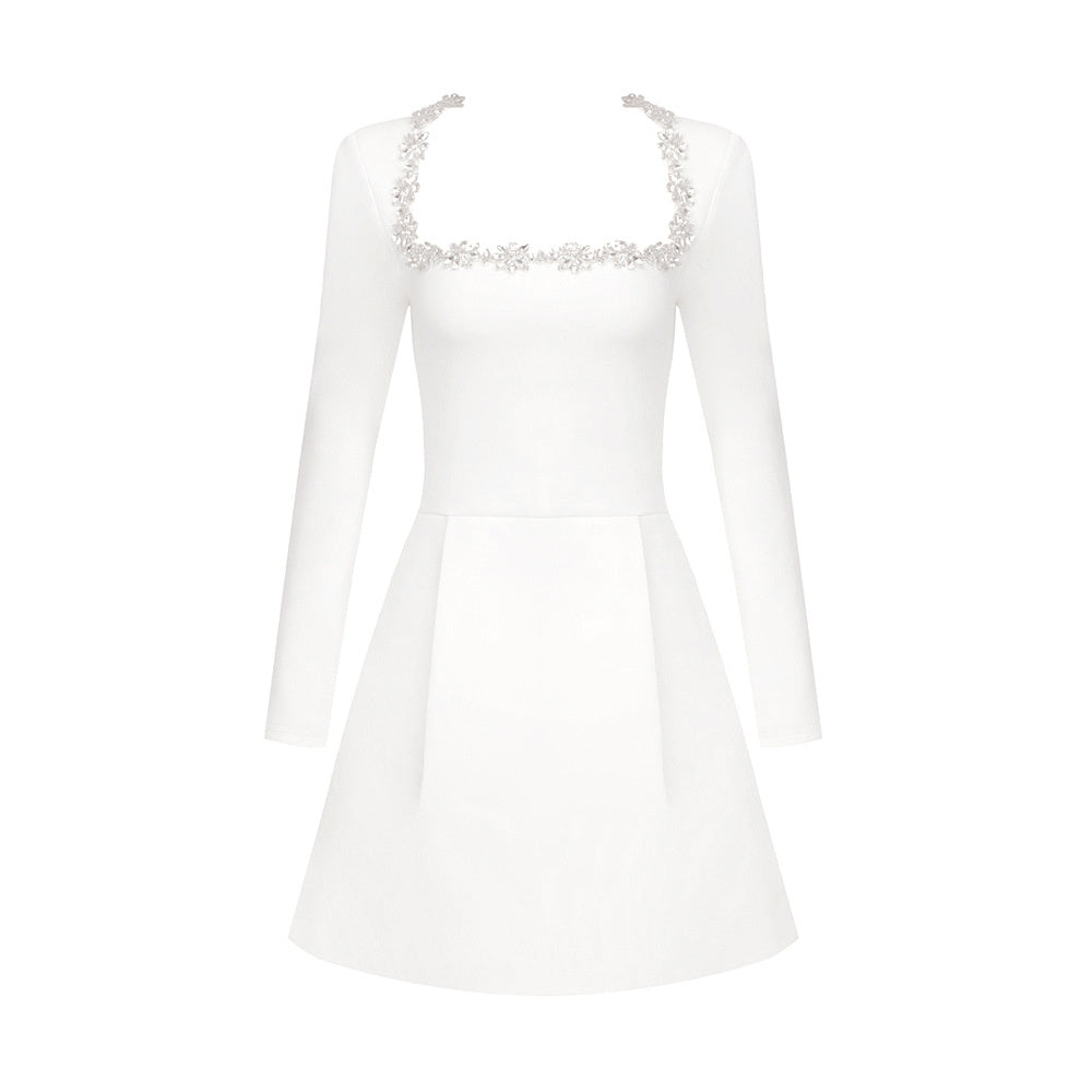 A- Linen Kleid mit Strass