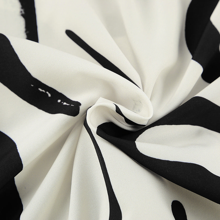 Black and white printed two-piece