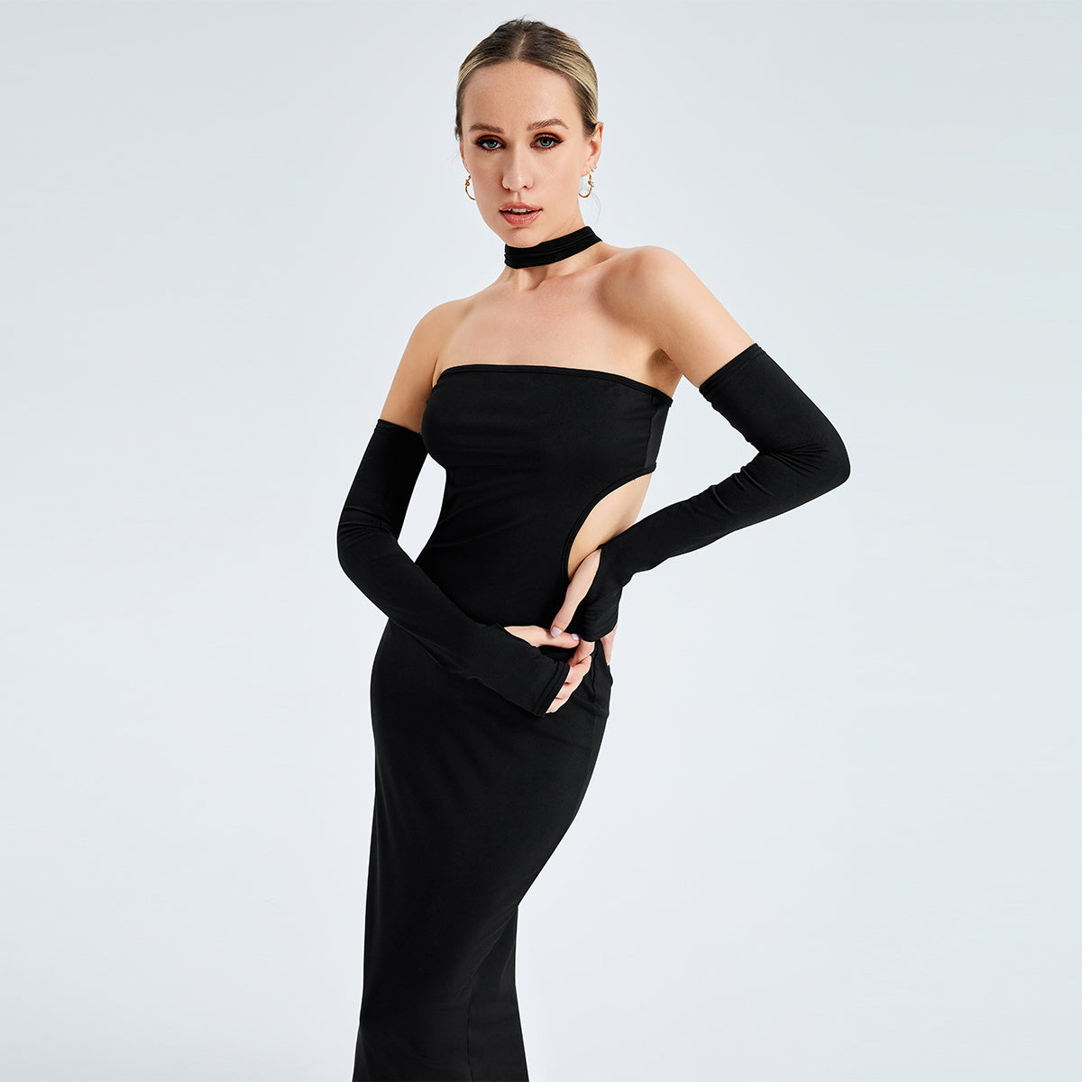 Cut Out Slim Strapless Dress
