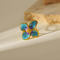 Blauer Blumen Ring