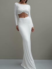 Lang Ärmliges Crop Top & Maxi Rock