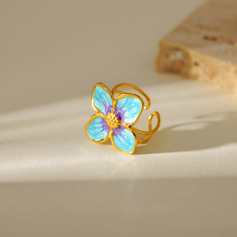 Blauer Blumen Ring
