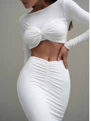 Lang Ärmliges Crop Top & Maxi Rock