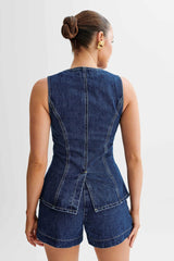 Ärmelloser Denim Zweiteiler