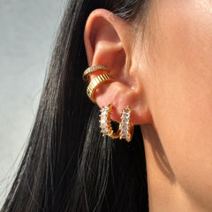 Titanium steel minimalist small zircon earrings