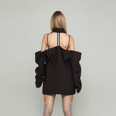 Shoulder-baring Back Rhinestone Blazer