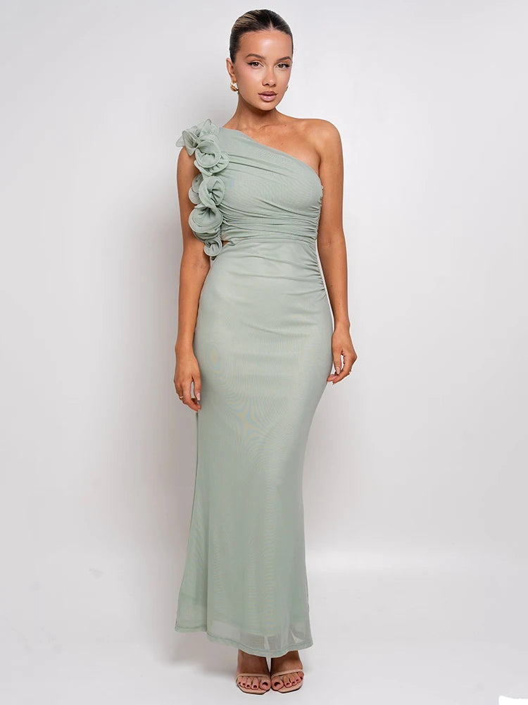 Floral Mesh Maxi Dress