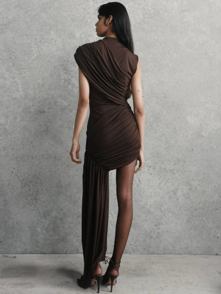 Draped Ruched Mini Dress