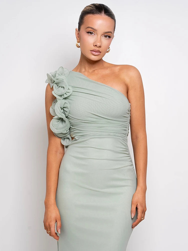Floral Mesh Maxi Dress