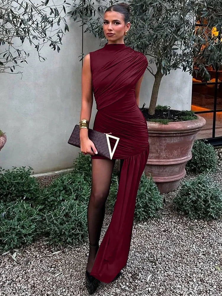 Draped Ruched Mini Dress