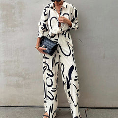 Black and white printed two-piece