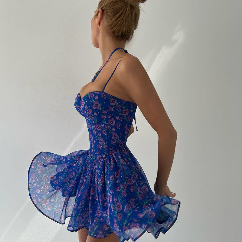Bedrucktes Gürtel Kleid