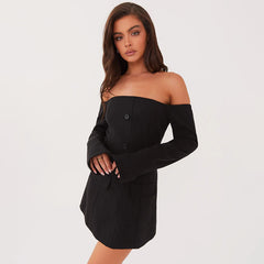 slim dress with pocket cover and long sleeves