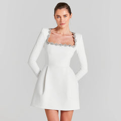 A- Linen Kleid mit Strass