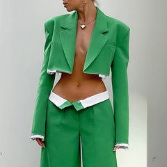 Schnallenfreier Crop-Top Hosenanzug mit weitem Bein