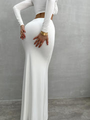 Lang Ärmliges Crop Top & Maxi Rock