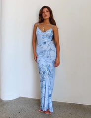 Slim Flowers Printing Slip Dress