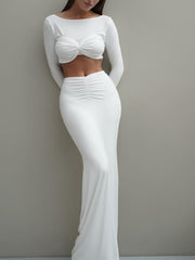 Lang Ärmliges Crop Top & Maxi Rock