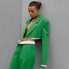 Schnallenfreier Crop-Top Hosenanzug mit weitem Bein