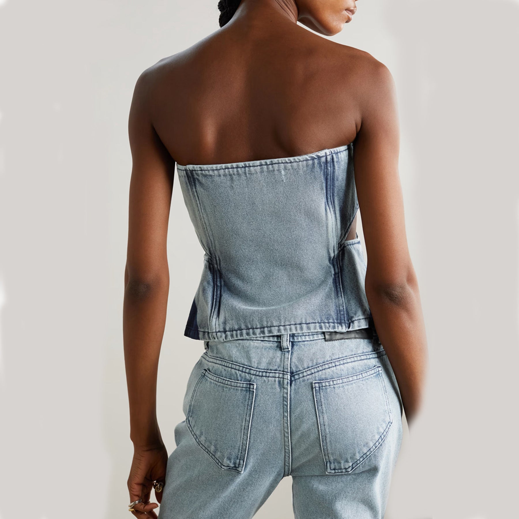 Gewaschenes Jeans-Zweiteiler-Set