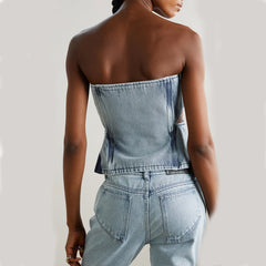 Gewaschenes Jeans-Zweiteiler-Set